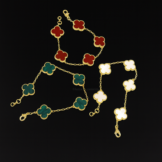 pulsera trebol l van cleef Baño de oro + caja de premium🍀