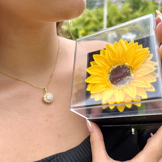 Luz Eterna🌻 collar girasol giratorio + estuche girasol premium