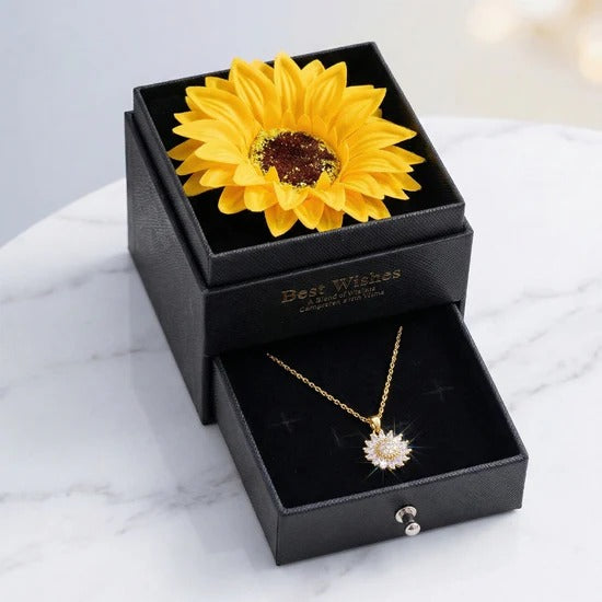 Luz Eterna🌻 collar girasol giratorio + estuche girasol premium