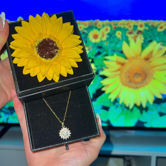 Luz Eterna🌻 collar girasol giratorio + estuche girasol premium